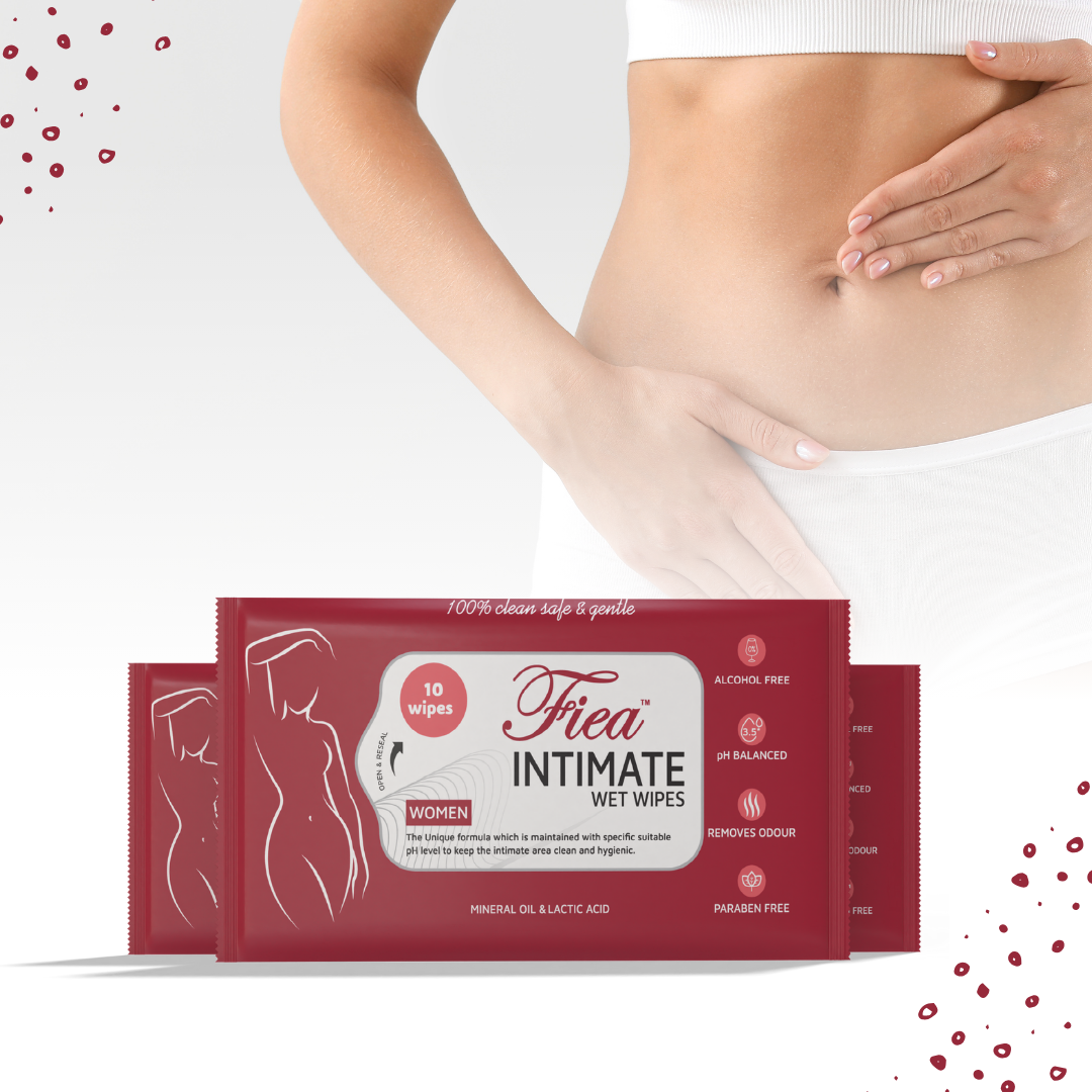 Fiea Intimate Wipes Pack of 3 (30 Wipes) | Infused with Aloe Vera and Vitamin E | pH Balanced, Skin-Friendly for Daily Hygiene | Prevents Itching, Dryness, Odor, and Allergies