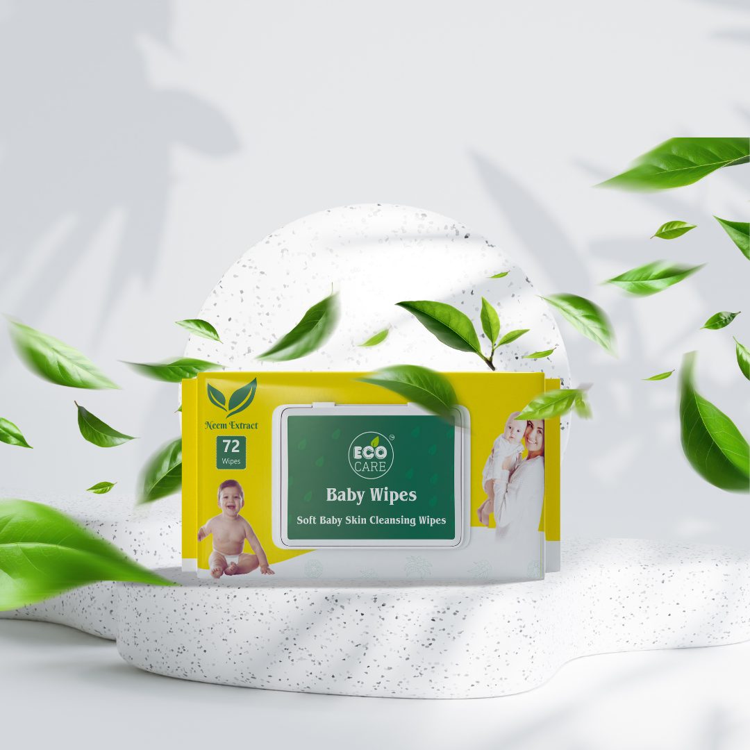 Eco Care Baby Wipes Pack of 2 (144 Wipes) | Soft Baby Skin Cleansing Wipes | Free from harsh chemicals, alcohol, parabens, and phthalates