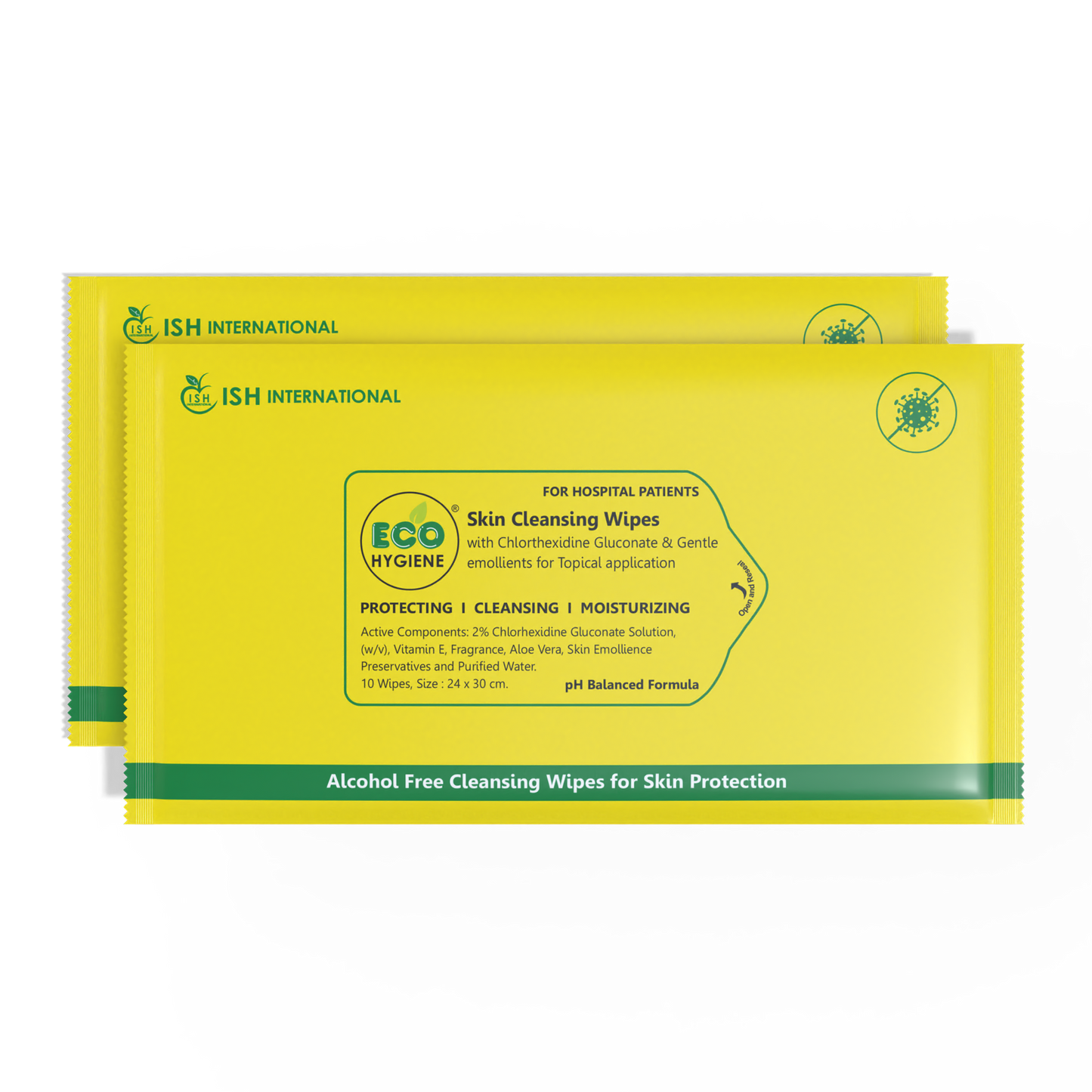 Eco Hygiene Wipes Large Pack of 2 (20 Wipes) | Vitamin E | Aloe Vera | Skin Cleansing Wipes | Hydrating, Refreshing, Soothing | Paraben & Alcohol-Free