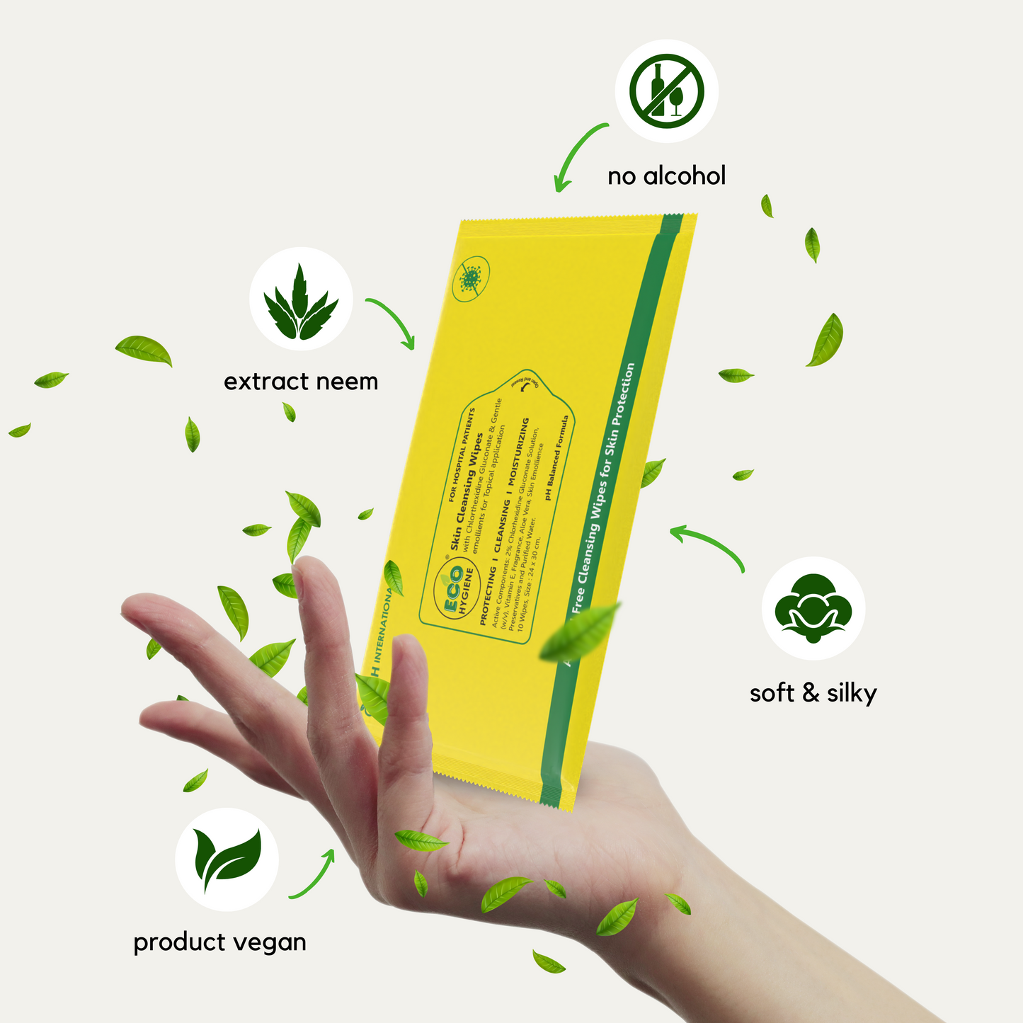 Eco Hygiene Wipes Large Pack of 2 (20 Wipes) | Vitamin E | Aloe Vera | Skin Cleansing Wipes | Hydrating, Refreshing, Soothing | Paraben & Alcohol-Free