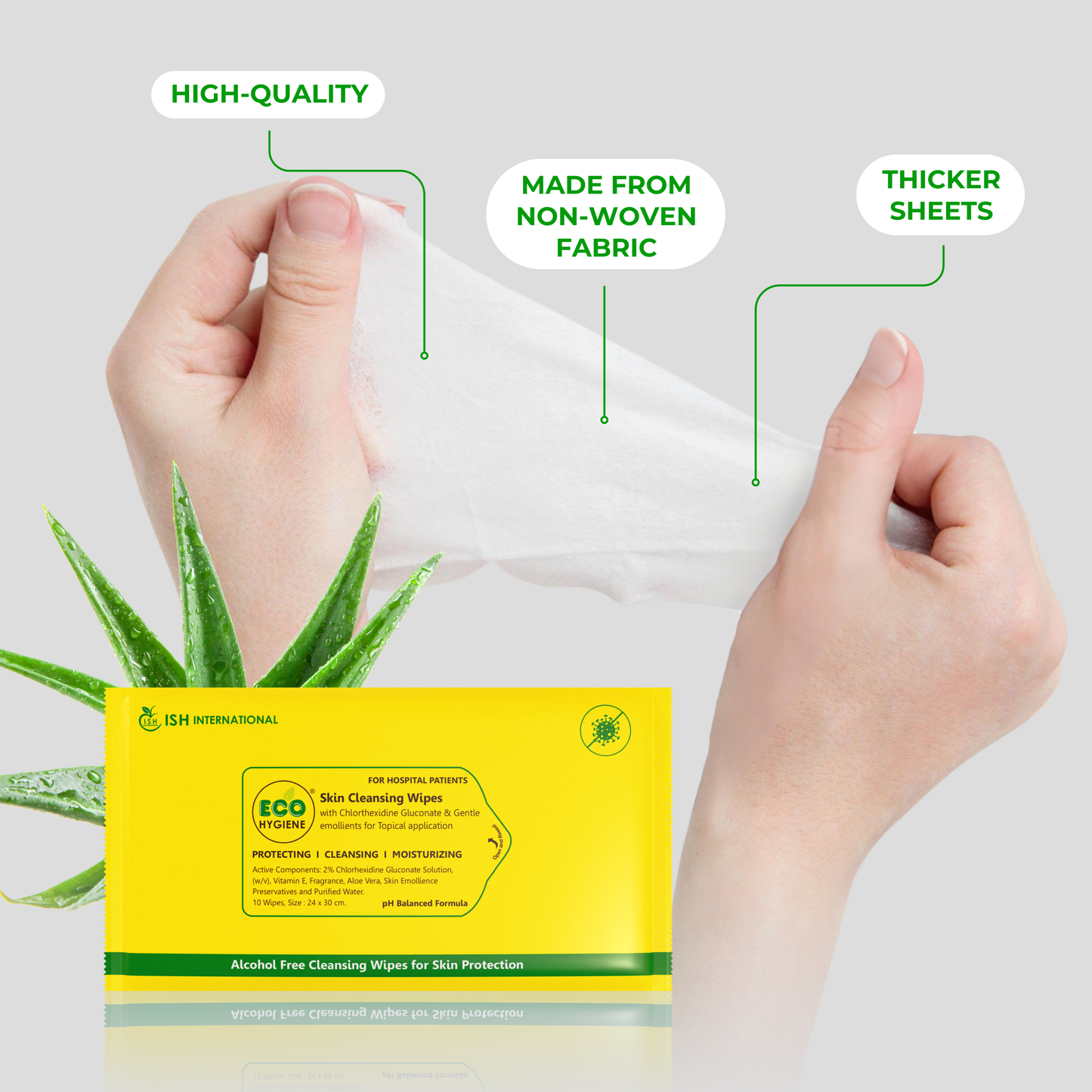 Eco Hygiene Wipes Large Pack of 2 (20 Wipes) | Vitamin E | Aloe Vera | Skin Cleansing Wipes | Hydrating, Refreshing, Soothing | Paraben & Alcohol-Free