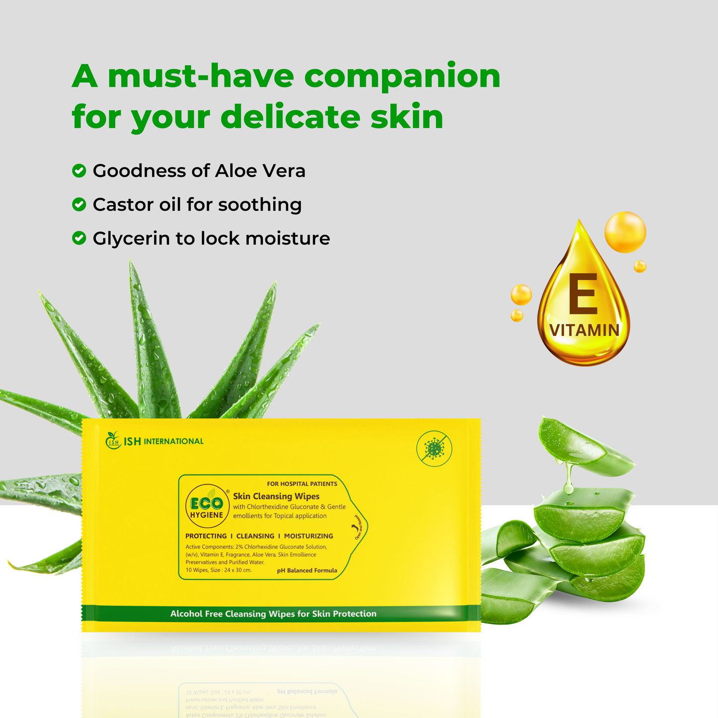 Eco Hygiene Wipes Large Pack of 2 (20 Wipes) | Vitamin E | Aloe Vera | Skin Cleansing Wipes | Hydrating, Refreshing, Soothing | Paraben & Alcohol-Free