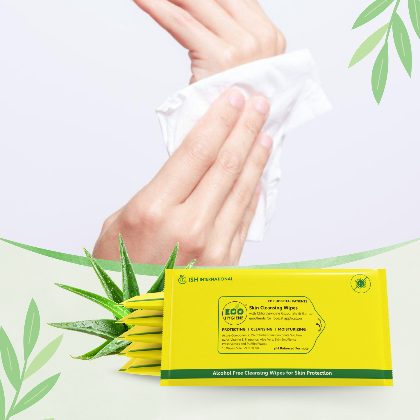 Eco Hygiene Wipes Large Pack of 2 (20 Wipes) | Vitamin E | Aloe Vera | Skin Cleansing Wipes | Hydrating, Refreshing, Soothing | Paraben & Alcohol-Free