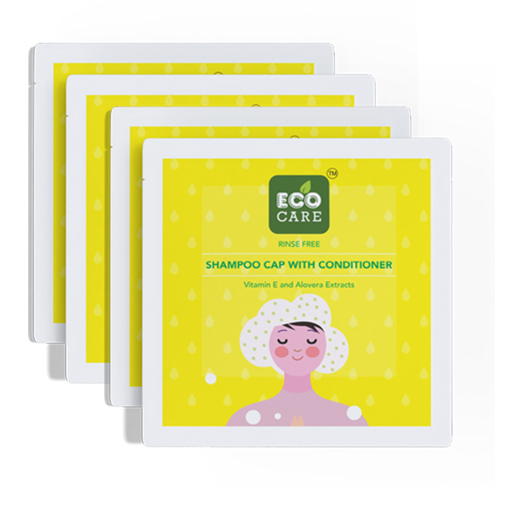Eco Care Shampoo Cap Pack of 2 (2 Caps) | Waterless Shampooing | Perfect for bedridden patients, camping, traveling, or any situation where washing is impossible.