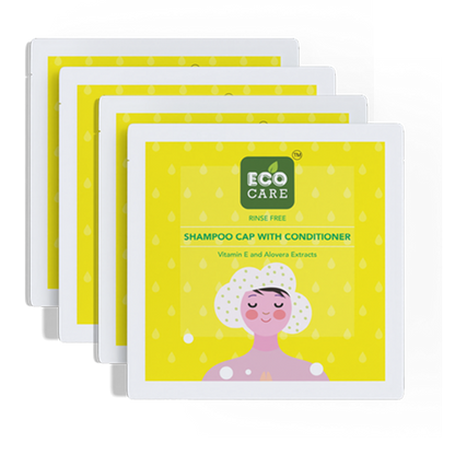 Eco Care Shampoo Cap Pack of 2 (2 Caps) | Waterless Shampooing | Perfect for bedridden patients, camping, traveling, or any situation where washing is impossible.