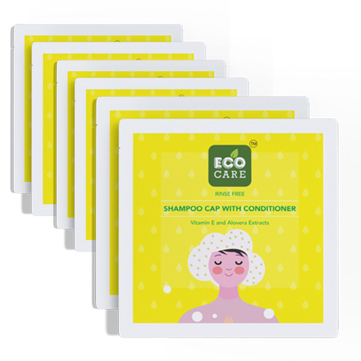 Eco Care Shampoo Cap Pack of 2 (2 Caps) | Waterless Shampooing | Perfect for bedridden patients, camping, traveling, or any situation where washing is impossible.