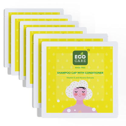 Eco Care Shampoo Cap Pack of 2 (2 Caps) | Waterless Shampooing | Perfect for bedridden patients, camping, traveling, or any situation where washing is impossible.