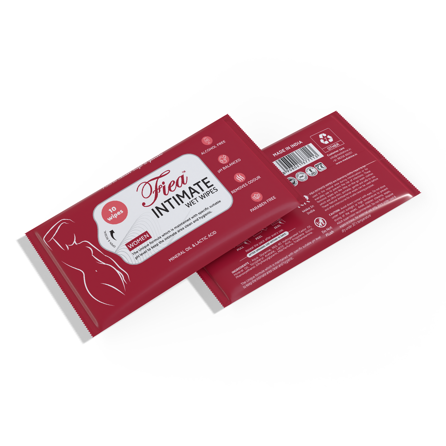 Fiea Intimate Wipes Pack of 3 (30 Wipes) | Infused with Aloe Vera and Vitamin E | pH Balanced, Skin-Friendly for Daily Hygiene | Prevents Itching, Dryness, Odor, and Allergies
